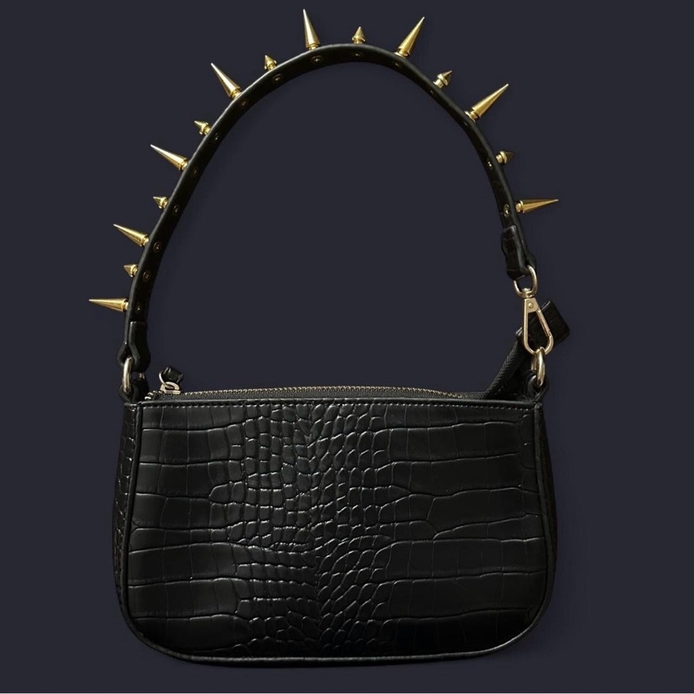 Black and Gold Spiked Shoulder Bag